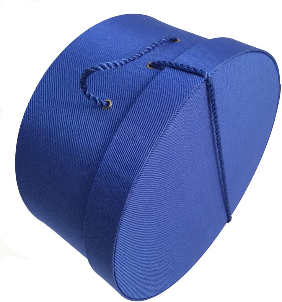 Sarah's Hat Boxes Classic Royal Hat Box – 16.75" x 8.5" (Dia. x Ht.) Handmade in USA – Odorless Non-Toxic Adhesive, Cording Handle – Premium Storage for Hats & Accessories
