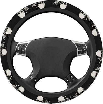 Rock and Roll Skull Steering Wheel Cover Men, Comfortable Elastic Steering Car Wheel Cover Fit 15 inches Universal Accessories Suvs Trucks Decor