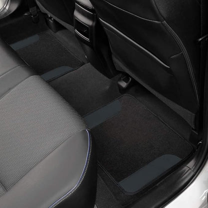 BDK Premium Gray Carpet Floor Mats for Cars - Universal Fit Interior 4-Piece Car Mats Full Set with Vinyl Heel Pad Protector - Cute Car Accessories Interior Floor Covers for SUVs & Trucks