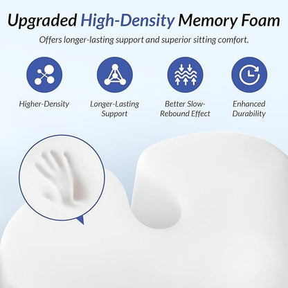 ZIKEE Ergonomic Wedge Car Seat Cushion with U-Shaped Design for Tailbone, Back & Sciatica Pain Relief, High-Density Memory Foam Seat Cushion for Car, Raised Back for Wider Vision, Anti-Slip Bottom