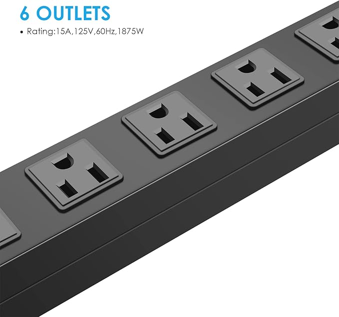 3Pack Metal Wall Mount Power Strip, Mountable Power Outlet