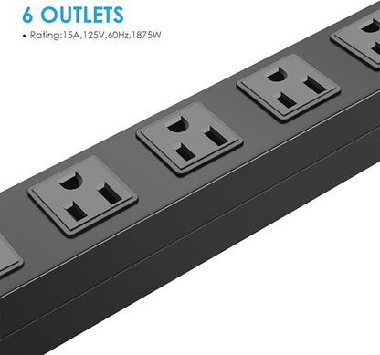 3Pack Metal Wall Mount Power Strip, Mountable Power Outlet
