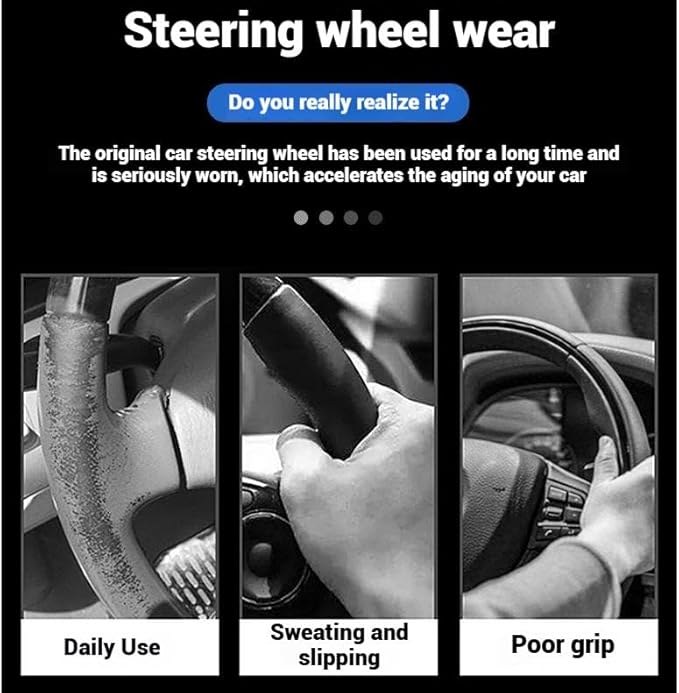 Leather Steering Wheel Cover 15 Inches Car Steering Wheel Cover Stretchy Easy Installation Durable Breathable Non-Slip for Honda Civic Accord Fit CRV HRV Pilot Odyssey Accessories -Black