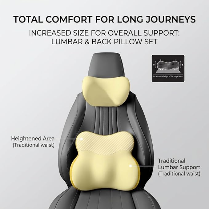 Car Headrest Pillow & Lumbar for Alfa Romeo Stelvio (949) 2017 2018 2019 2020 2021 2022, Car Seat Neck Pillow Back Support, Breathable All-Season Automotive Seat Cushions, 2PCS,B Gray