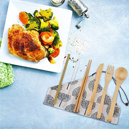 Boao 4 Sets Bamboo Utensils Wooden Utensils Set, Chic Style