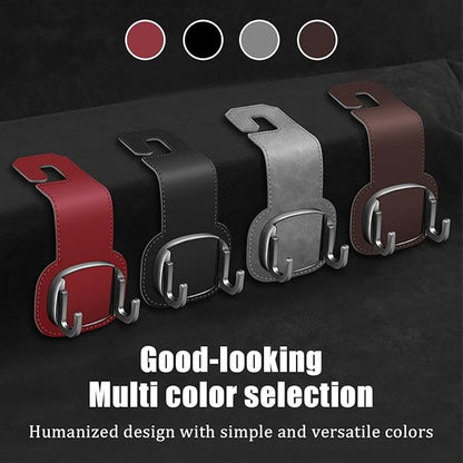 Car Headrest Hooks, 2PCS Foldable Double Vehicle Back Seat Organizer Hanging Holder for Purse Coat Umbrella, Automotive Interior Seatback Storage Hanger Accessories, Universal Fit (Black)