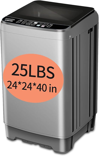 25 lbs Washing Machines with 10 Program 8 Water Level, Full Automatic Washer