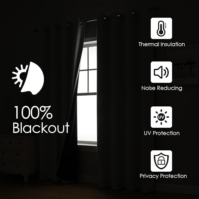 ChrisDowa White 100% Blackout Curtains