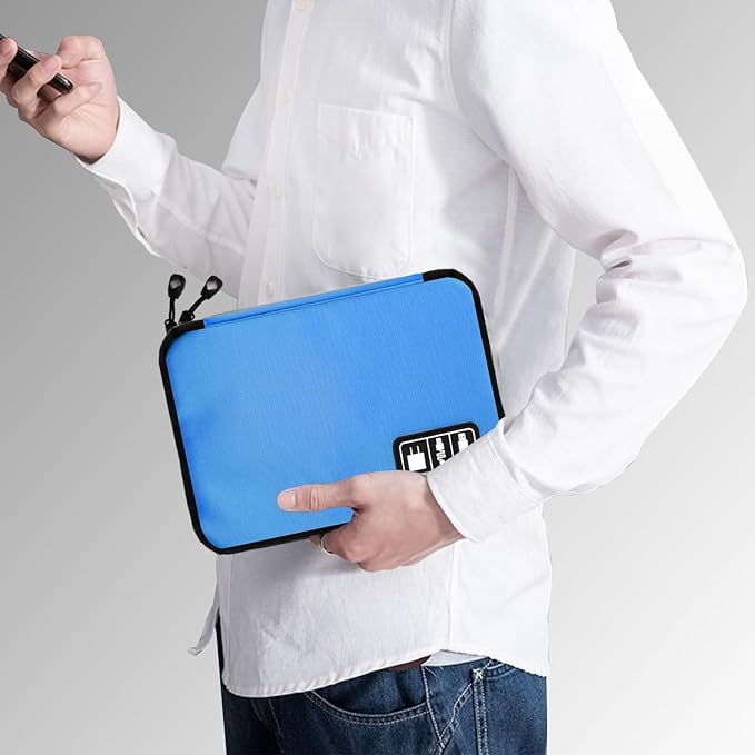 Electronics Travel Organizer,Portable Waterproof Electronic Travel Storage Bag for Small Charging Cord Storage,Charger,SD Card etc,for Travel,Business- Blue Green