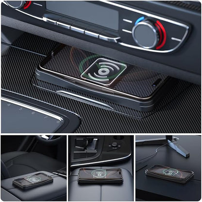 Car Wireless Charger Pad for Ford Explorer 2000-2026, Type-C/USB 20W Fast Wireless Car Charger Pad Non-Slip Cordless Charging Mat,B-30cm Cable USB Plug