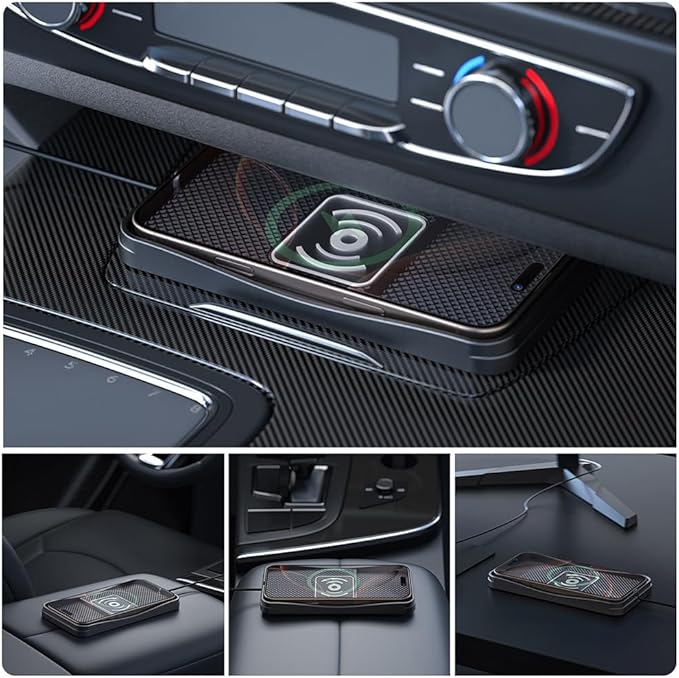 Car Wireless Charger Pad for Ford Explorer 2000-2026, Type-C/USB 20W Fast Wireless Car Charger Pad Non-Slip Cordless Charging Mat,A-30cm Cable Type-C Plug