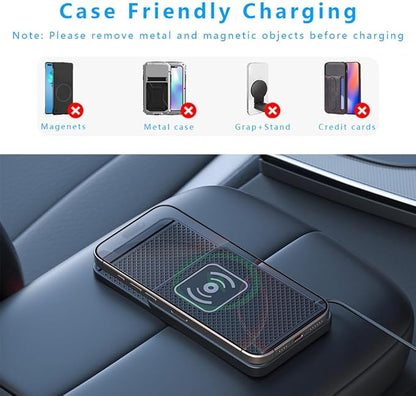 Wireless Charging Pad for Car for Ford Ranger 2000-2011 2019-2025, Non-Slip Type C/USB 20W Fast Phone Charging Pad DIY Trim-to-Fit No Interior Damage,A&USB