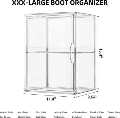 Acrylic Boot Storage Tall Boot Storage Boxes Clear Plastic Stackable Clear Acrylic Display Case for Collectibles, Display Box Case for Figures, Purse, 1 Pack, XXXL