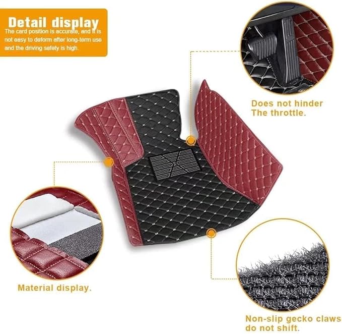 Custom Making Car Floor Mats Protection Pads for 99% Sedan/Coupe/Hatchback/SUV/Pickup Men Women Car Floor Mats Coverage Pads Anti-Slip Leather Floor Lining (Wine Red)