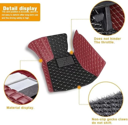 Custom Making Car Floor Mats Protection Pads for 99% Sedan/Coupe/Hatchback/SUV/Pickup Men Women Car Floor Mats Coverage Pads Anti-Slip Leather Floor Lining (Dark Brown+Black Beige)