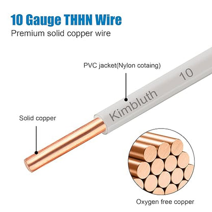 THHN Wire 10 Gauge 75 FT OFC Electrical Wire, 10 AWG Solid Copper Wire Rated up