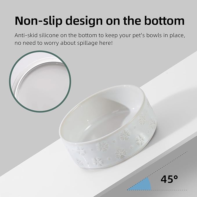 Ceramic 5.1inch Raised Double Bowls Set