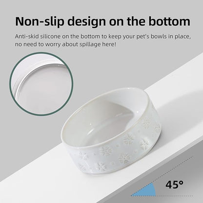 Ceramic 5.1inch Raised Double Bowls Set