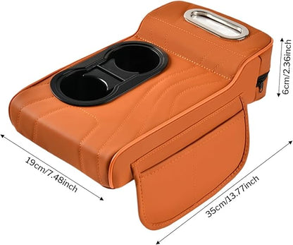 LAFANDE Car Armrest Cushion | Heightening Pad Arm Rest for Car, Center Console Cover with Storage Bags Cup Holder, Tissue Box Slot, Easy to Install and Clean