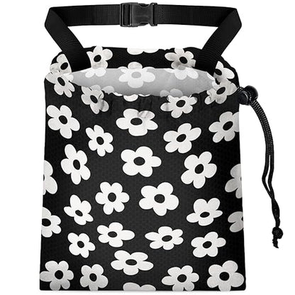 Car Trash Bag Hanging Back of Seat with Adjustable Snap Buckle Strap Cute Printed Drawstring Garbage Bags for Car-Groovy Flowers