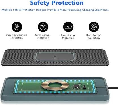 Cordless Car Charging Pad for Chevrolet Blazer/Blazer EV/Bolt EUV/Colorado, 5W/7.5W/10W/15W/20W Charging, Trim-to-Fit Non-Slip Phone Charging Mat with 8 Ambient Light Modes, 100cm Cable