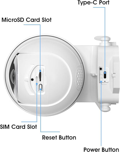 4G LTE Cellular Security Camera Outdoor, Wireless Solar Powered, no WiFi