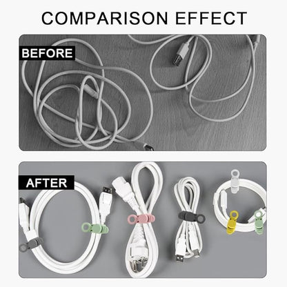 Silicone Cable Ties, 6pcs Reusable Data Cable Organizer, Multipurpose Elastic Wire Organizer Ties for Bundling and Fastening Earphone, Phone Charger