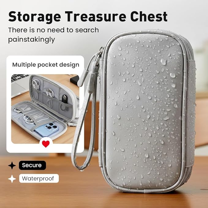 Travel Cable Organizer Pouch, 2026 Updated Cord Organizer Box, Double Layers Electronics Cable Organizer Box, All in One Cable Organizer Bag for Cable, Cord, Charger, Adapter, SD Card (Pink)