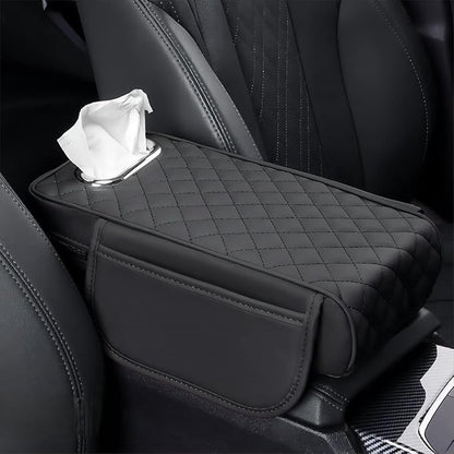 Car Center Console Cover for Toyota Highlander 3.Generation 2013-2020, Leather Car Arm Rest Cover, Car Armrest Cushion with 2 Storage Bags Car Center Console Armrest Pad, B Black