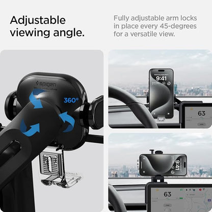 Spigen TapLock Adhesive-Free Universal Car Mount (Screen Mount) Designed for Tesla Model Y 2025 Refresh and Tesla Model 3/Y/S/X/Cybertruck Compatible with iPhone, Samsung, and More