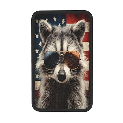 Cute Raccoon Sunglasses with American Flag Car Auto Armrest Cushion Cover Accessories Center Console Seat Box Pad Protector Universal Decoration for Most Vehicle SUV Truck