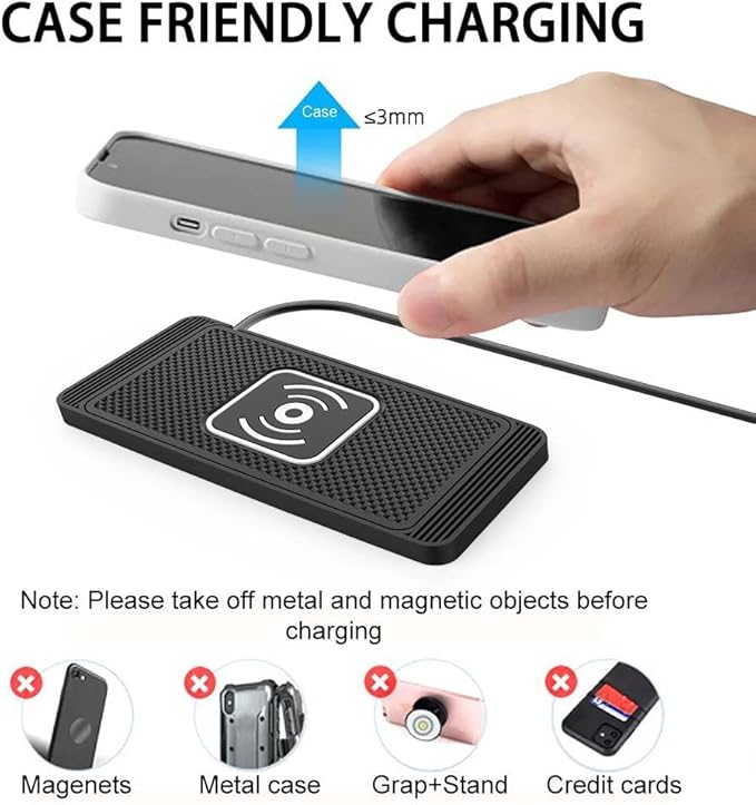 Wireless Car Charger Pad for Audi Q7 2007-2015 2017-2026, Type-C/USB 15W Car Wireless Charger Non-Slip Cordless Charging Mat Car Accessories,A-30cm USB Interface