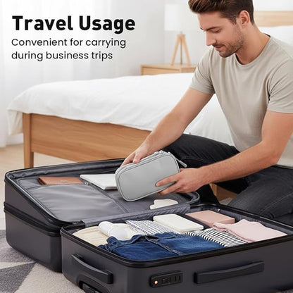 Travel Cable Organizer Pouch, 2026 Updated Cord Organizer Box, Double Layers Electronics Cable Organizer Box, All in One Cable Organizer Bag for Cable, Cord, Charger, Adapter, SD Card (Pink)