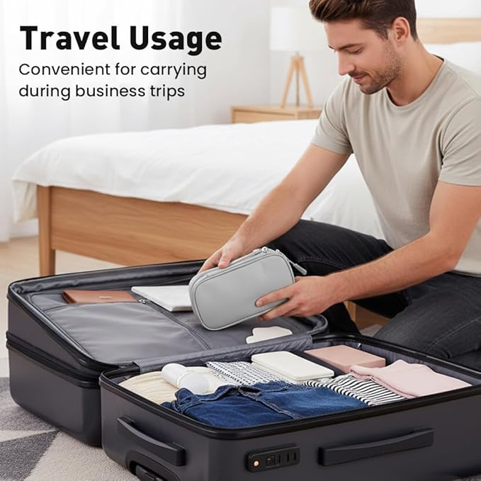 Travel Cable Organizer Pouch, 2026 Updated Cord Organizer Box, Double Layers Electronics Cable Organizer Box, All in One Cable Organizer Bag for Cable, Cord, Charger, Adapter, SD Card (Black)
