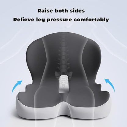 Back and Seat Cushion, Soothe+Cushion,Car Seats with Lumbar Support,Memory Foam Non Slip Skin with Back Support for Office Chair, Car (Navy Blue)