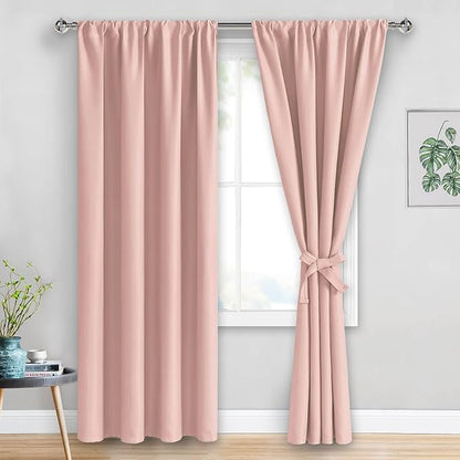 JIUZHEN Blush Pink Blackout Curtains