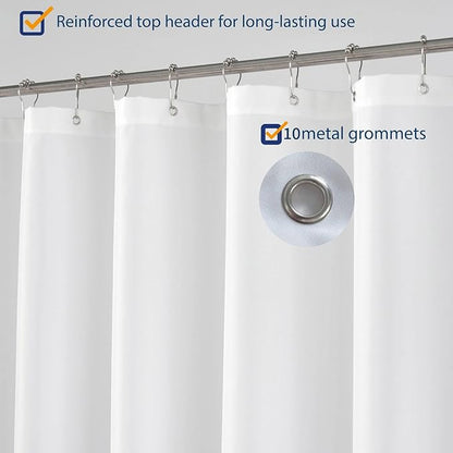 N&Y HOME RV Shower Curtain or Liner Fabric 60 x 64 inches, Perfect for Camping Travel Trailer, White Bathroom Curtains with Grommets, 60x64
