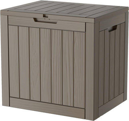 TARKARI 35 Gallon Lockable Resin Deck Box, Waterproof & UV-Resistant Outdoor Storage Box for Outdoor Cushion Storage, Garden Tools & Pool Accessories Storage, Gray