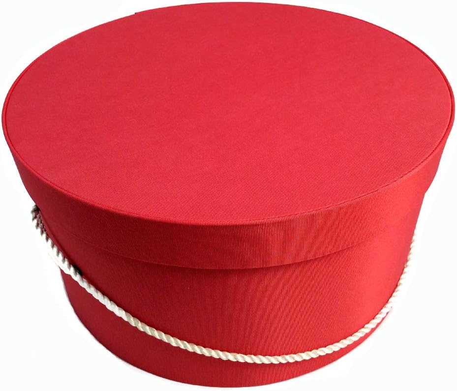 Sarah's Hat Boxes Classic Coral Hat Box – 8.75" x 4.5" (Dia. x Ht.) Handmade in USA – Odorless Non-Toxic Adhesive, Cording Handle – Premium Storage for Hats & Accessories