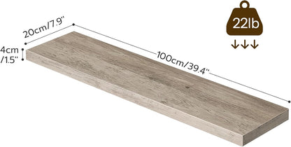 HOOBRO Floating Shelves for Wall, Wall Mounted Shelf Set of 2, 39.4" Hanging Shelf with Invisible Brackets, for Wall in Bathroom, Bedroom, Toilet, Kitchen, Living Room, Office, Greige BG100BJP201