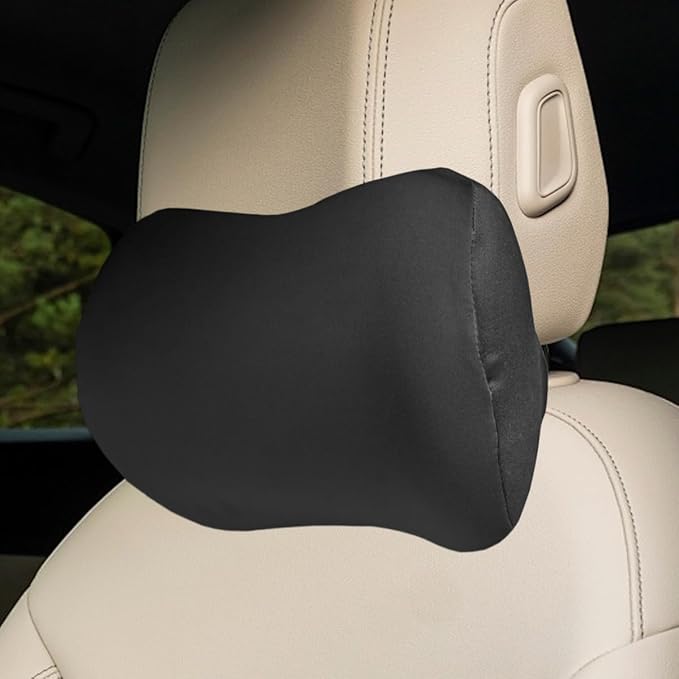Car Headrest Pillow for Driving - Memory Foam Soft Automotive Neck Support Pillow Cushion with Adjustable Strap - Comfortable Car Seat Headrest Pillow for Neck Pain Pressure Relief (Black)