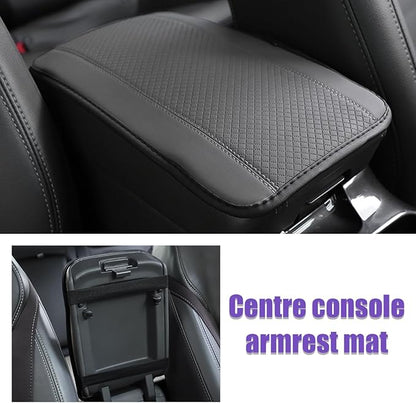 Car Center Console Pad, PU Leather Auto Armrest Seat Box Cover Protector, Comfortable Arm Rest Storage Box Mat for Vehicle Interior Protection, Universal Car Accessories (Gray)