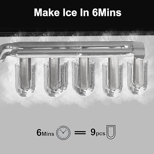 Countertop Ice Maker Machine – 9 Ice Cubes Ready in 6 Mins