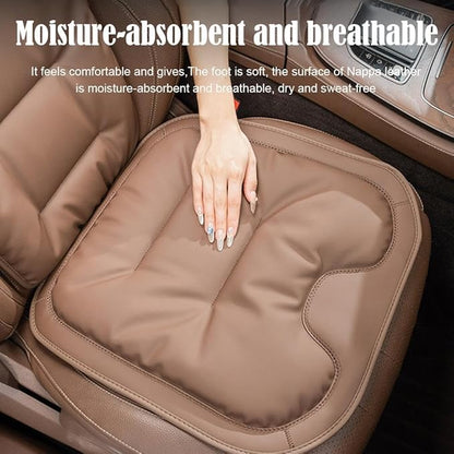 Skin-Friendly & Dirt-Repellent Leather Seat Cushions, 2026 Car Seat Cushion for Driving, 1.57" Thick Comfort Seat Protector, Universal Non-Slip Memory Foam Pad for Car (White, Front Seat Cushion)