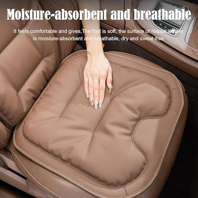 Skin-Friendly & Dirt-Repellent Leather Seat Cushions, 2026 Car Seat Cushion for Driving, 1.57" Thick Comfort Seat Protector, Universal Non-Slip Memory Foam Pad for Car (Black, Front Seat Cushion)