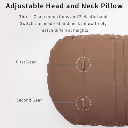 Car Headrest & Lumbar Support Set,Premium Skin-Feeling Napa Leather Soft and Comfortable Headrest,Car Seat Headrest Pillow Waist Support Car Interior Accessories for Driving Home Office