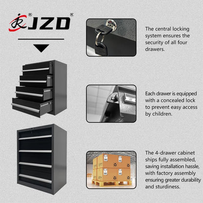 JZD Garage Storage Cabinet Set, Industrial Strength Tool Storage System, Wall Mounting Not Necessary