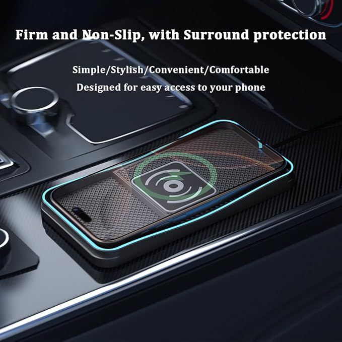 Car Wireless Charger Pad for Ford Explorer 2000-2026, Type-C/USB 20W Fast Wireless Car Charger Pad Non-Slip Cordless Charging Mat,A-30cm Cable Type-C Plug