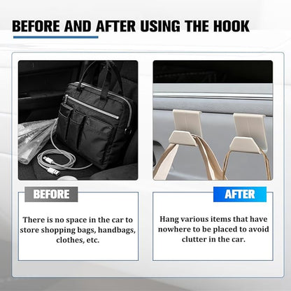 2PCS Car Co-Pilot Glovebox Hooks, Front Passenger Seat Glovebox Storage Hanger for Purse Key Umbrella Cable, Multifunctional Glove Compartment Holder Organizer Hook, Universal Fit (Beige)