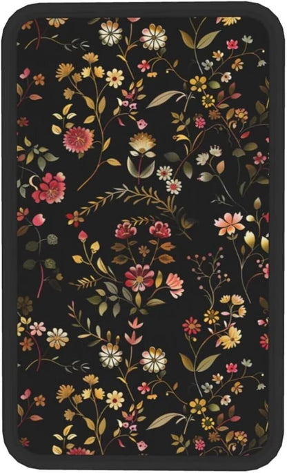 Car Center Console Cover Flower Vintage Retro Armrest Cover Cushion Cute Floral Rustic Universal Car Armrest Seat Box Pad Green Leaf Car Interior Accessories Protector for Most Vehicle